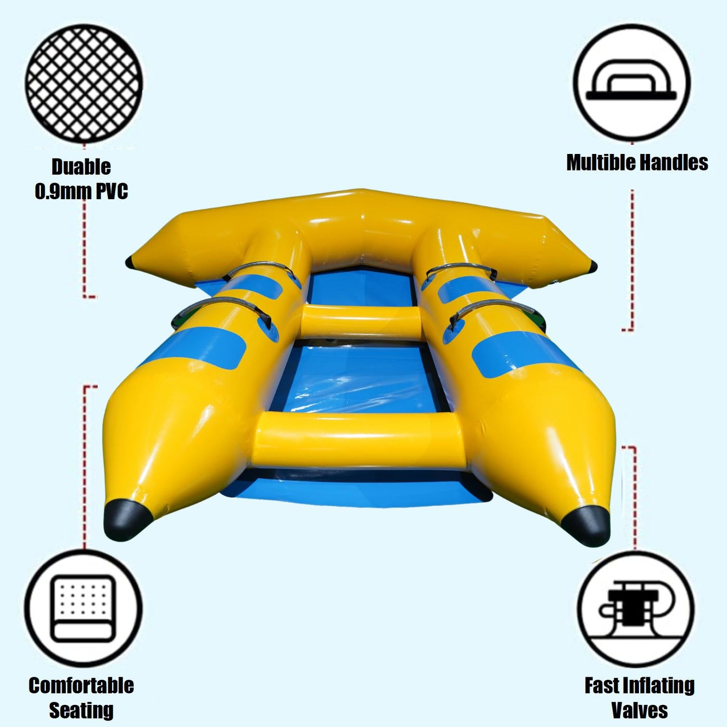 Inflatable 4 Person/Seat Towable Boat Flying Fish Blower
