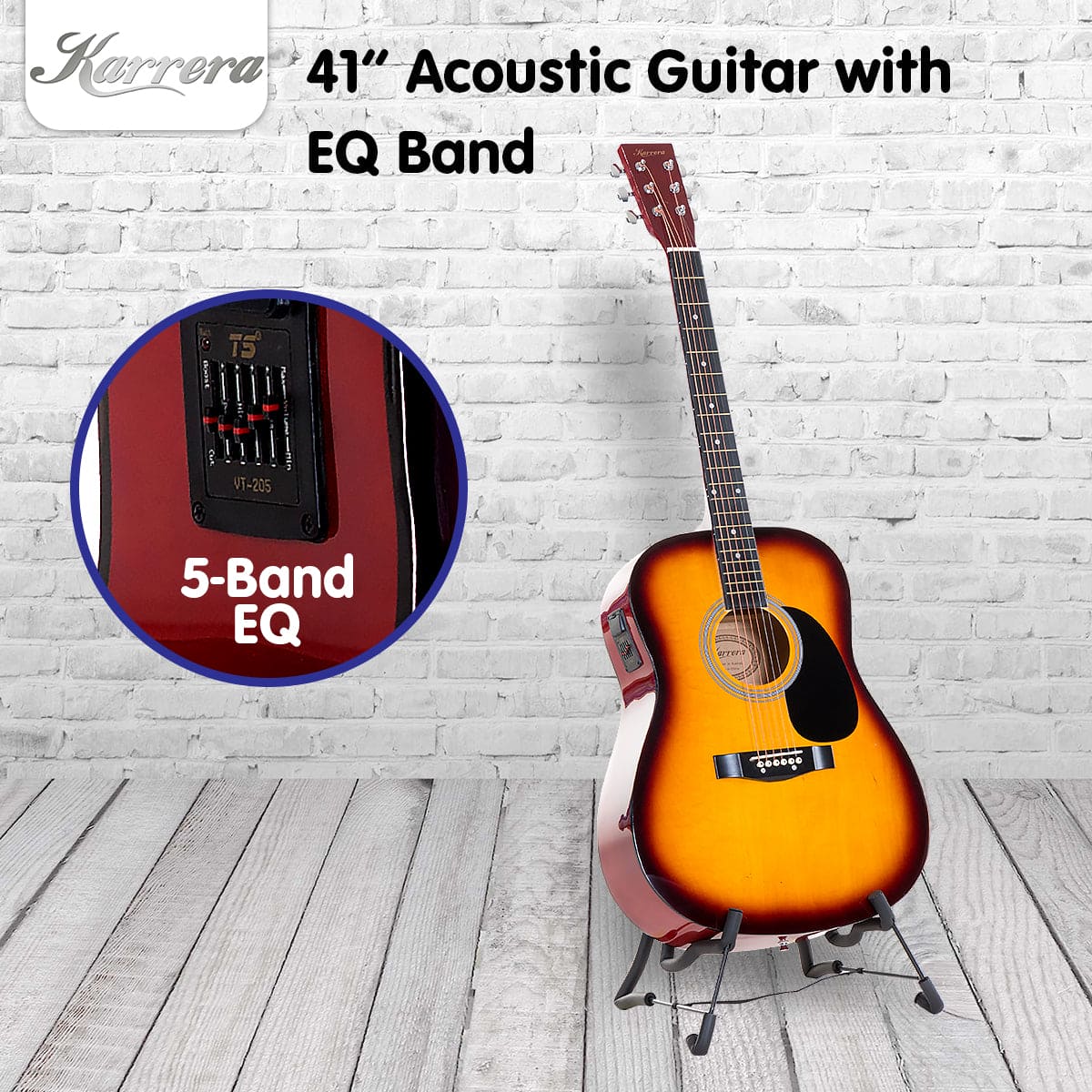 Karrera Electronic Acoustic Guitar 41in - Sunburst