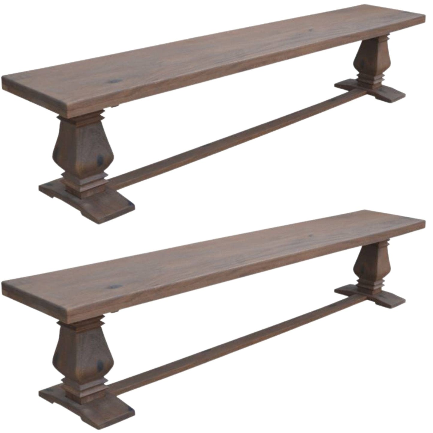 Florence 2pc Timber Dining Table Seat Bench 230cm French Provincial Pedestal