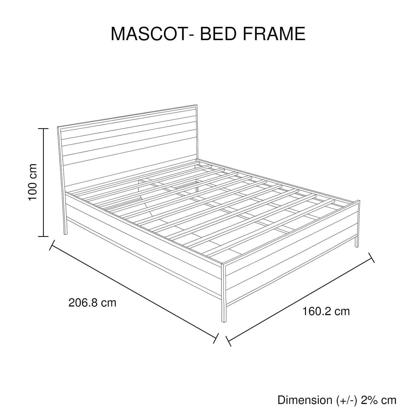 Mascot Bedframe Queen Size Oak