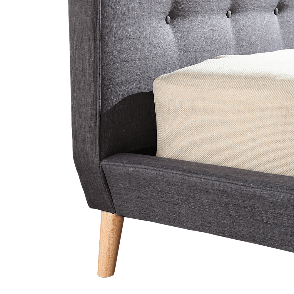 Queen Linen Fabric Deluxe Bed Frame Grey