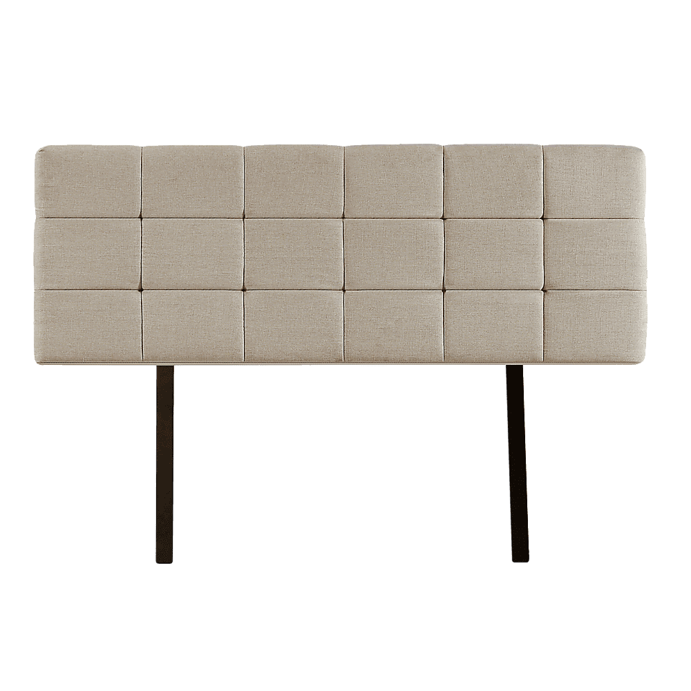 Linen Fabric Queen Bed Deluxe Headboard Bedhead - Beige
