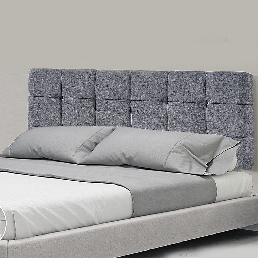 Linen Fabric Queen Bed Deluxe Headboard Bedhead - Grey