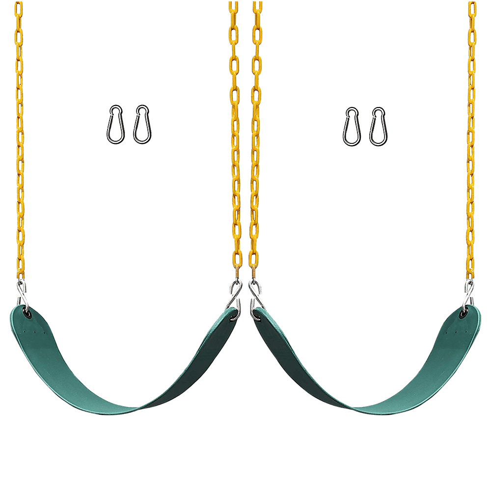 2 Pack Swings Seats Heavy Duty 66" Chain Plastic Coated Playground Swing