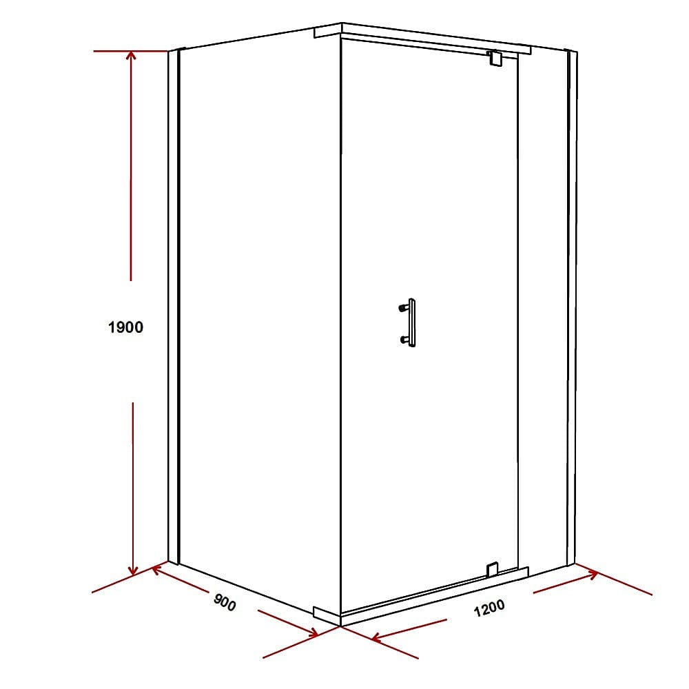 Shower Screen 1200x900x1900mm Framed Safety Glass Pivot Door By Della Francesca