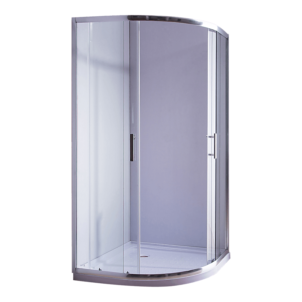 100 x 100cm Rounded Sliding 6mm Curved Shower Screen with Base in Chrome