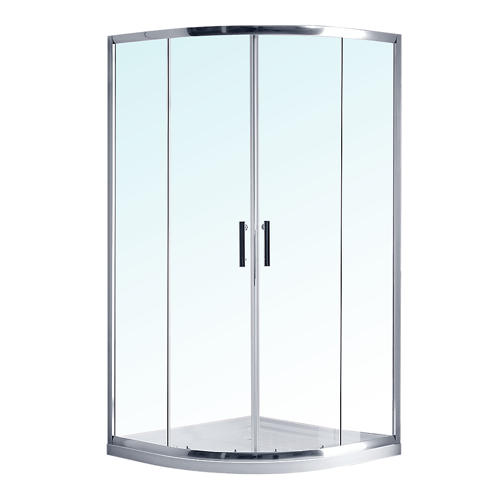 100 x 100cm Rounded Sliding 6mm Curved Shower Screen with Base in Chrome