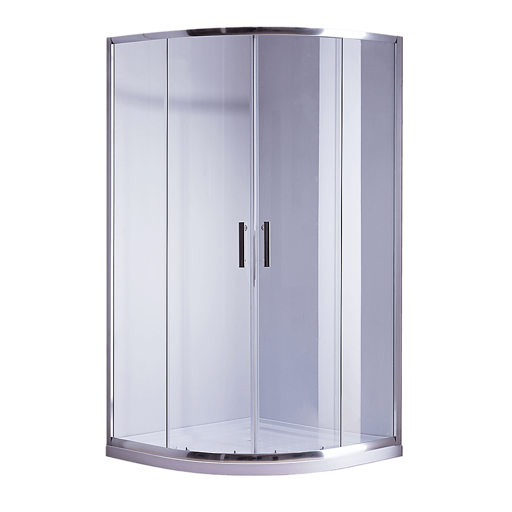 90 x 90cm Rounded Sliding 6mm Curved Shower Screen with Base in Chrome