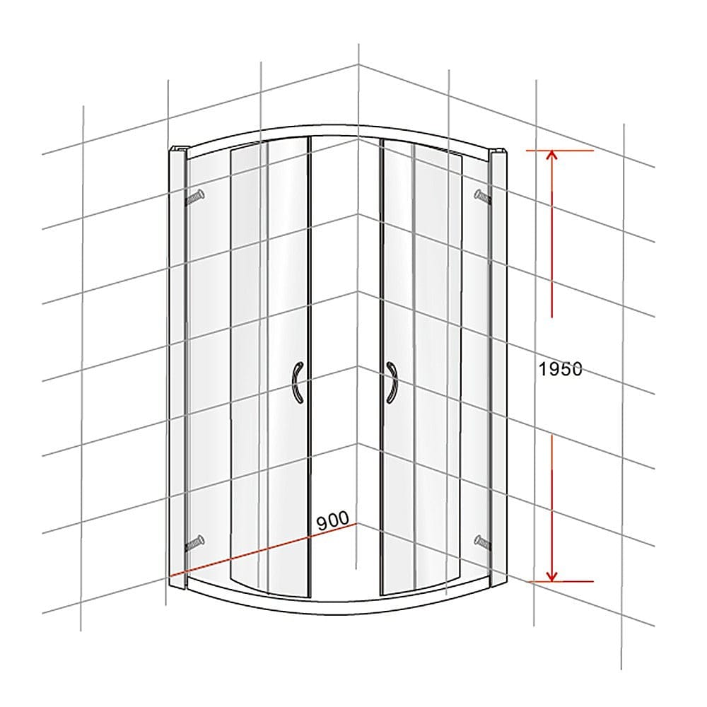 90 x 90cm Rounded Sliding 6mm Curved Shower Screen with Base in Chrome
