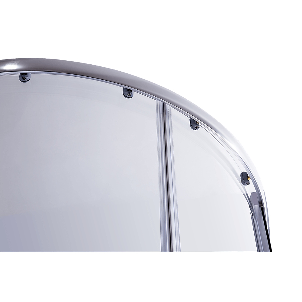 90 x 90cm Chrome Rounded Sliding 6mm Curved Shower Screen with Black Base