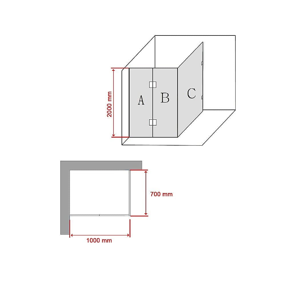 1000 x 700mm Frameless 10mm Glass Shower Screen By Della Francesca
