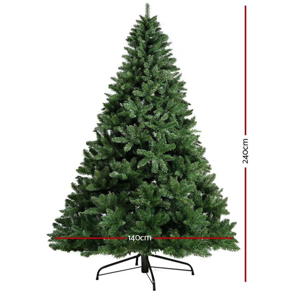 Jingle Jollys Christmas Tree 2.4m Green Xmas Tree Decorations 1400 Tips