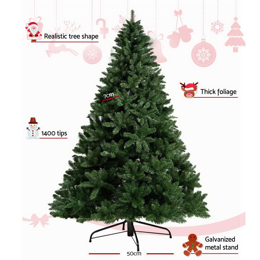 Jingle Jollys Christmas Tree 2.4m Green Xmas Tree Decorations 1400 Tips