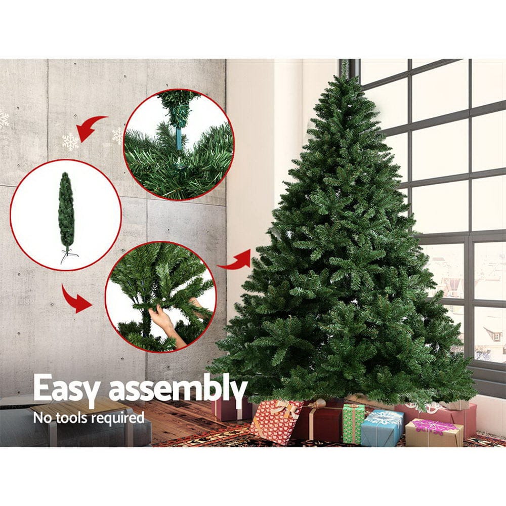 Jingle Jollys Christmas Tree 2.4m Green Xmas Tree Decorations 1400 Tips