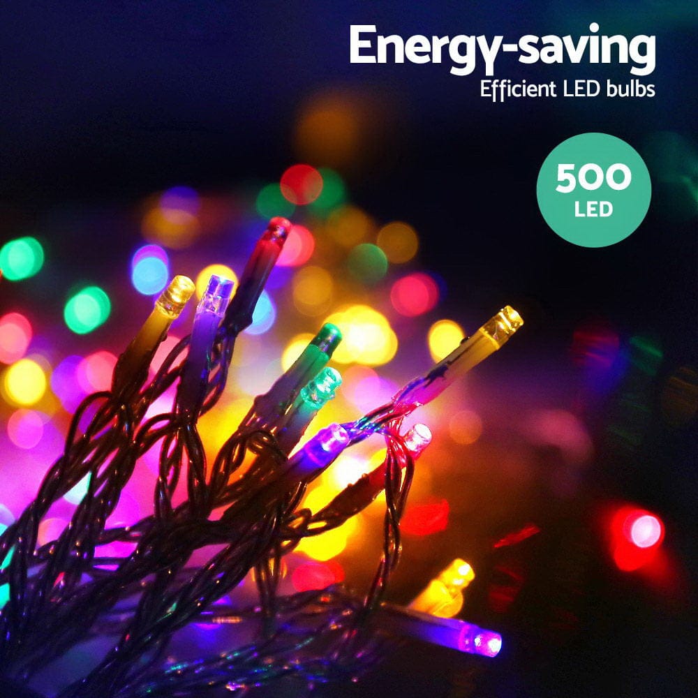 12.5M Christmas Lights Solar Icicle String Light Multi Colour Jingle Jollys
