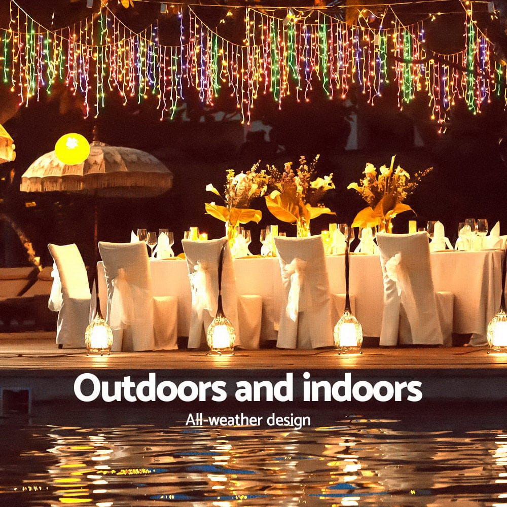 12.5M Christmas Lights Solar Icicle String Light Multi Colour Jingle Jollys