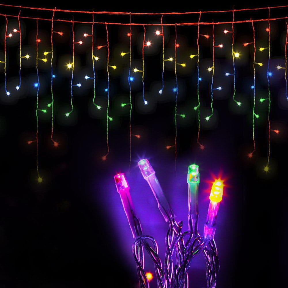 12.5M Christmas Lights Solar Icicle String Light Multi Colour Jingle Jollys