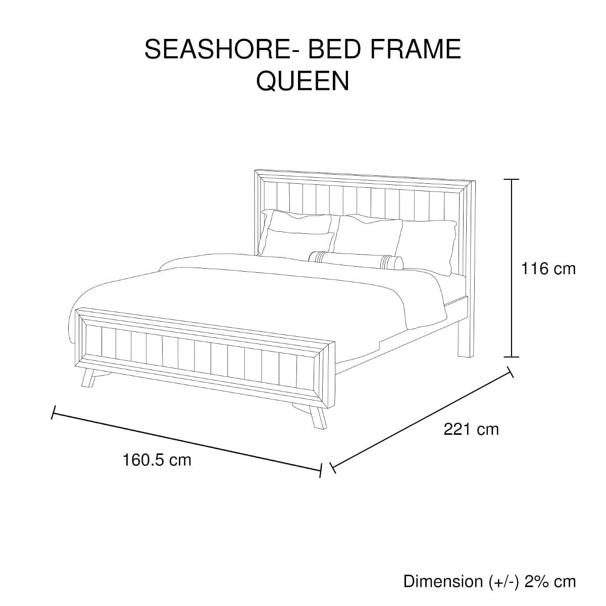 Queen Size Silver Brush Bed Frame in Acacia Wood Construction