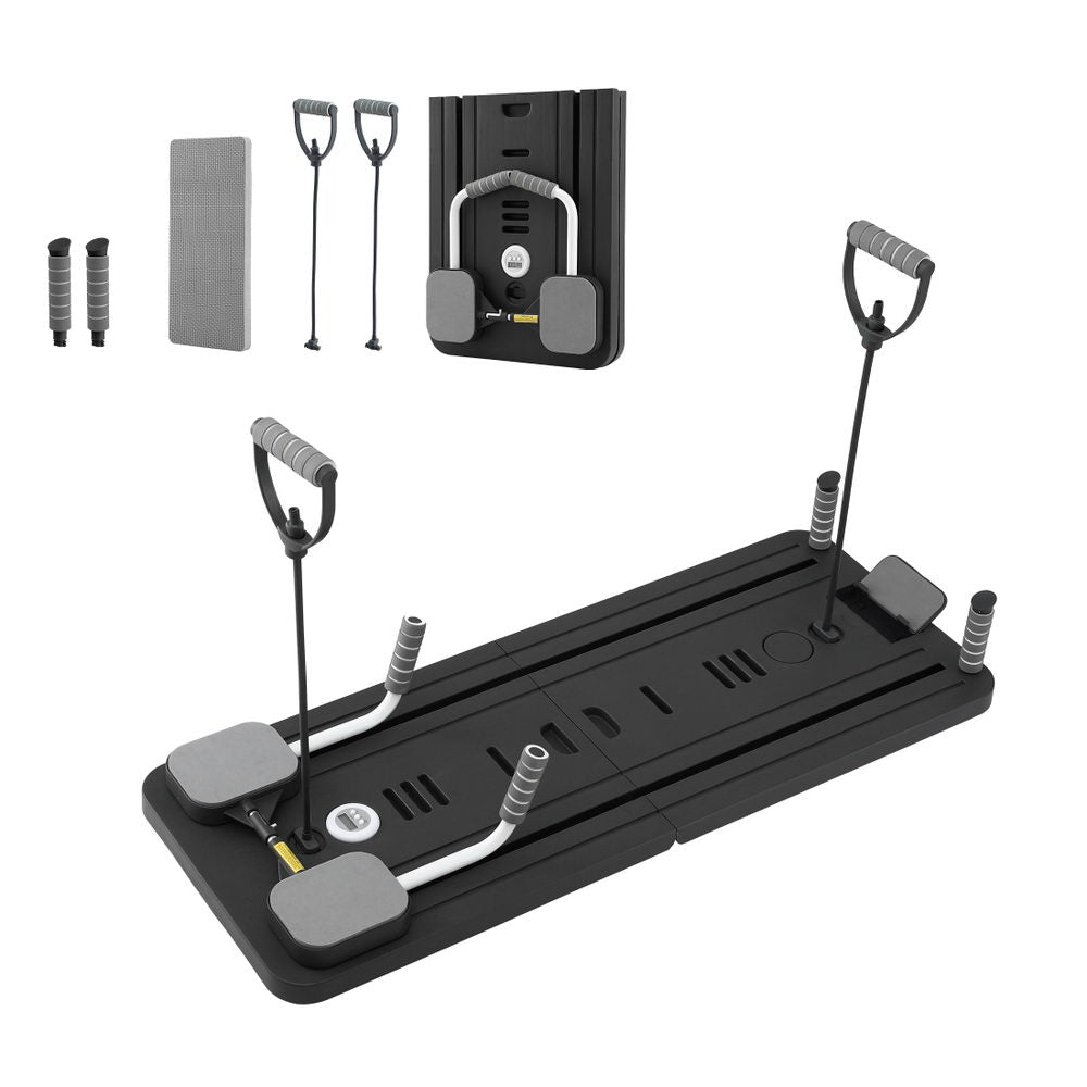 Everfit Pilates Board Foldable Reformer Multi Functional Exercise Trainer Black