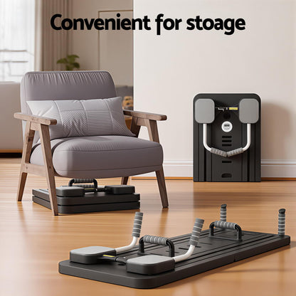 Everfit Pilates Board Foldable Reformer Multi Functional Exercise Trainer Black