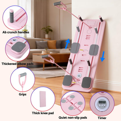 Everfit Pilates Board Foldable Reformer Multi Functional Exercise Trainer Pink