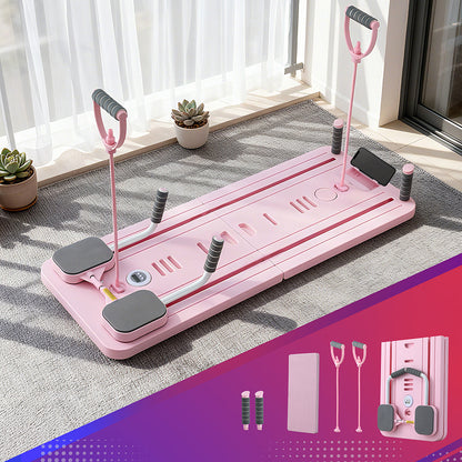 Everfit Pilates Board Foldable Reformer Multi Functional Exercise Trainer Pink