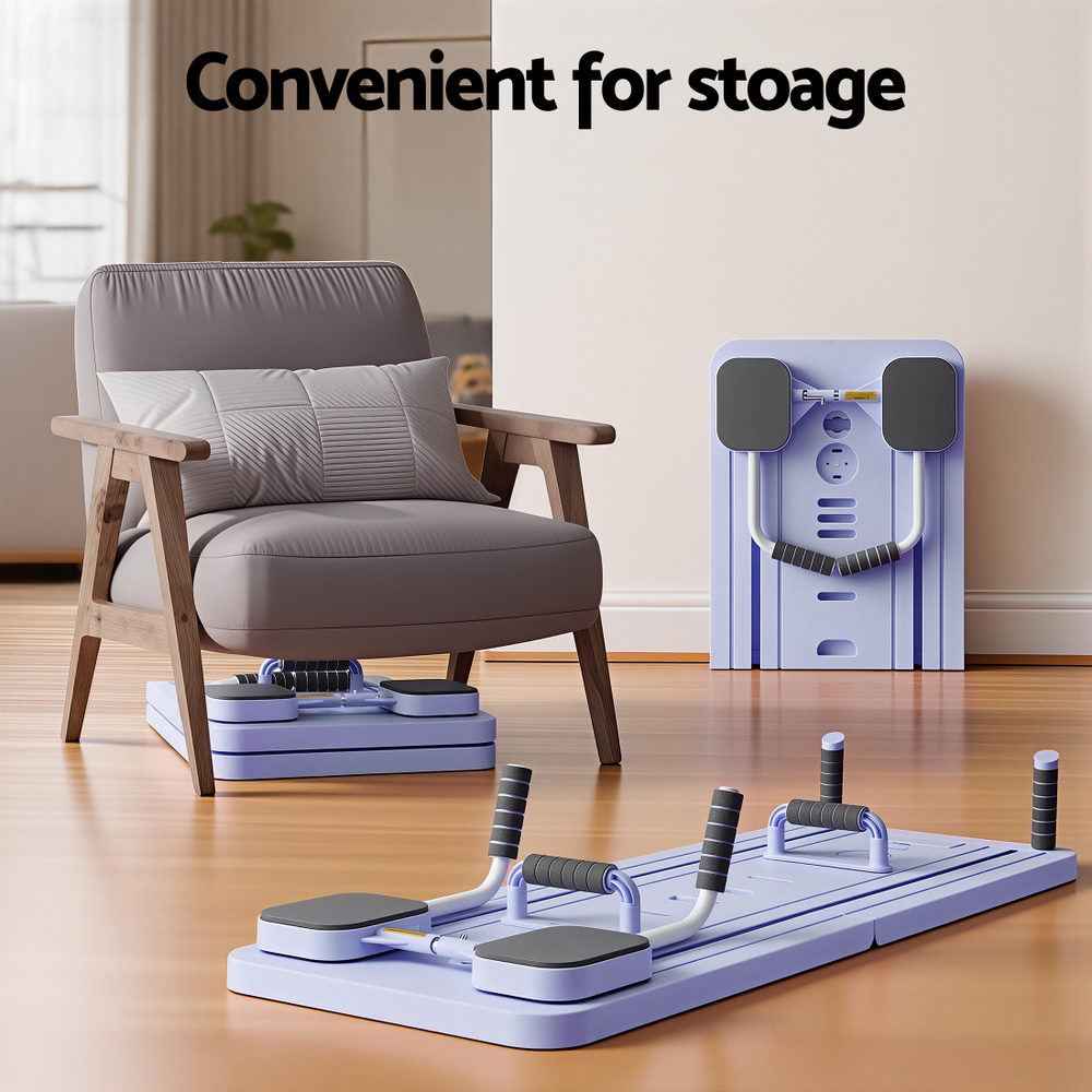 Everfit Pilates Board Foldable Reformer Multi Functional Exercise Trainer Purple