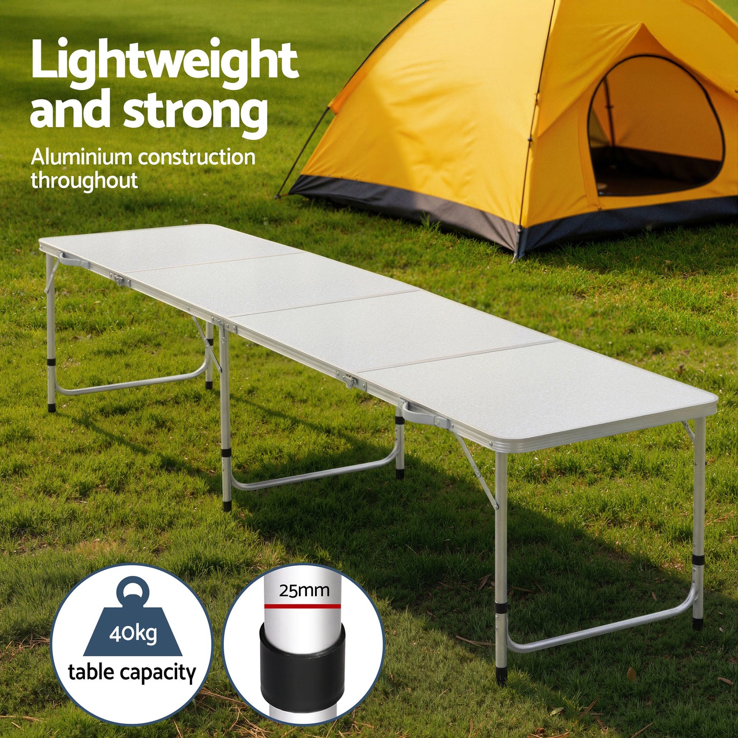 Weisshorn 7pc Camping Table Chair Set Outdoor Folding Aluminium Portable Picnic