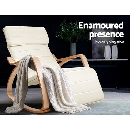 Artiss Rocking Armchair Footrest Nursing Beige Afton