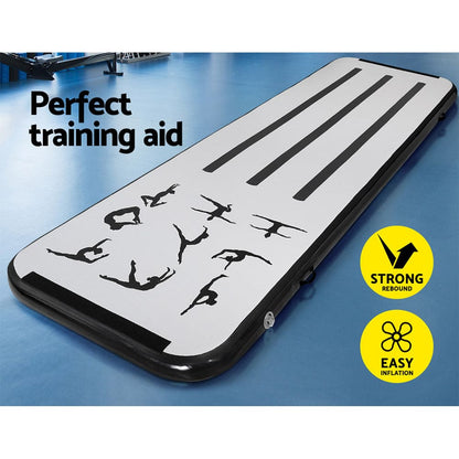 Everfit 3M Air Track Gymnastics Tumbling Mat Exercise Cheerleading Unique Black