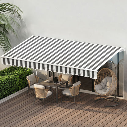 Instahut Retractable Folding Arm Awning Manual Sunshade 4.5Mx3M Grey White