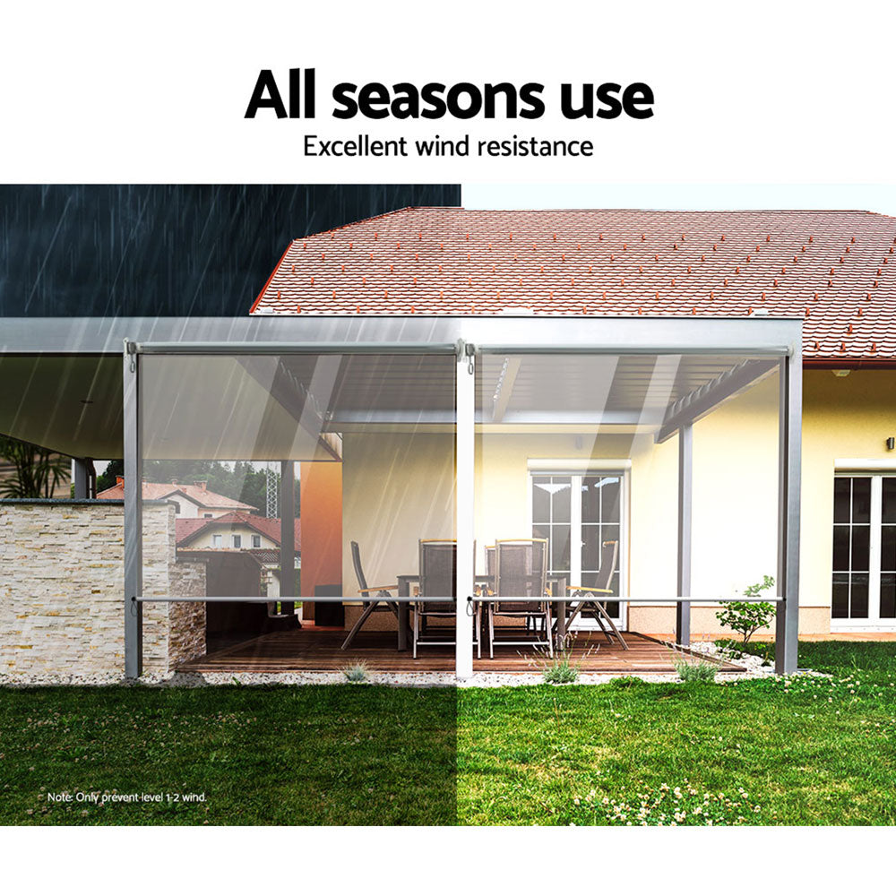 Instahut 1.2X2.4M Outdoor Blinds Clear Roll Down Awning Retractable Outdoor Blinds Water Wind Proof Transparent