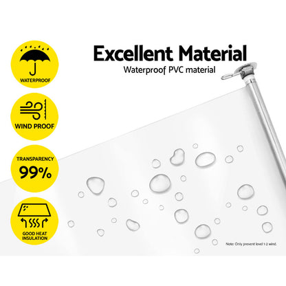 Instahut 1.3X2.4M Outdoor Blinds Clear Roll Down Awning Retractable Outdoor Blinds Water Wind Proof Transparent
