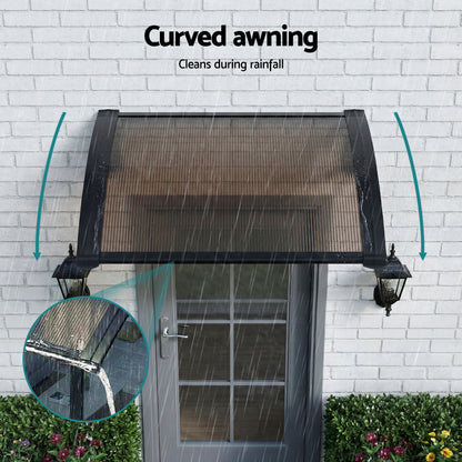 Instahut Window Awning Drainage 0.6mx0.6m Outdoor Brown