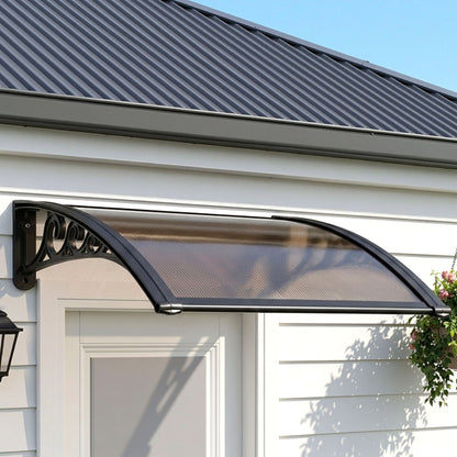Instahut Window Awning Drainage 0.6mx0.6m Outdoor Brown