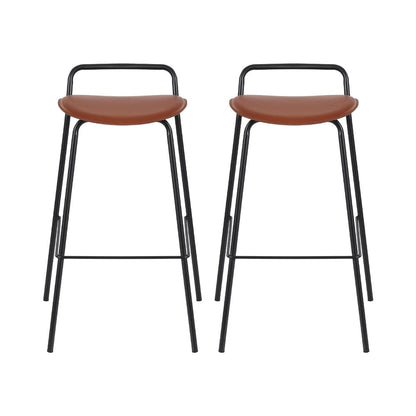 2x Artiss Bar Stools Kitchen Counter Stools Metal Brown