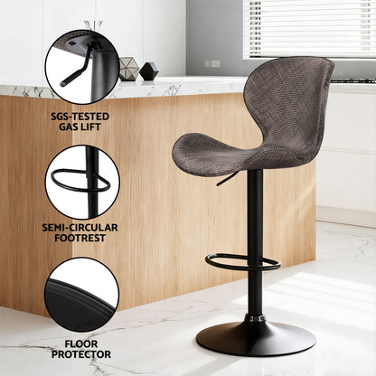 Artiss 4x Bar Stools Kitchen Swivel Gas Lift Counter Chair Wing PE Rattan Brown