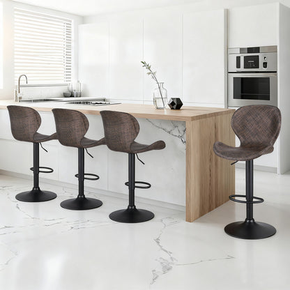 Artiss 4x Bar Stools Kitchen Swivel Gas Lift Counter Chair Wing PE Rattan Brown