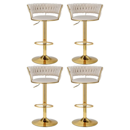 Artiss 4x Bar Stools Gas Lift Velvet Woven Backrest Ivory