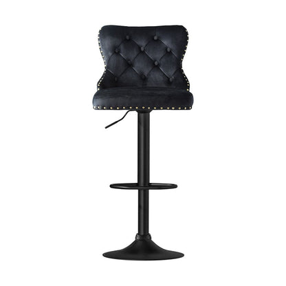 Artiss 4x Velvet Bar Stool Adjustable Height Nailhead Trim Kitchen Counter Stool