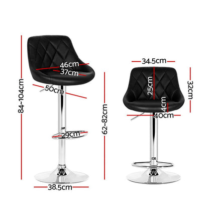 Artiss 4x Bar Stools Leather Padded Gas Lift Black