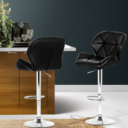 Artiss 2x Bar Stools Gas Lift Padded Leather Black