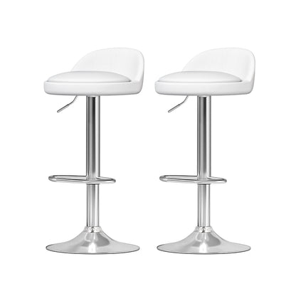 Artiss 2x Bar Stools PU Leather Gas Lift White