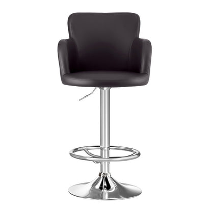 Artiss 2x Leather Bar Stools Swivel Adjustable Gas Lift PU Counter Chairs Brown