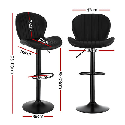 Artiss 4x Bar Stools Kitchen Swivel Gas Lift Counter Chair Shell Leather Black