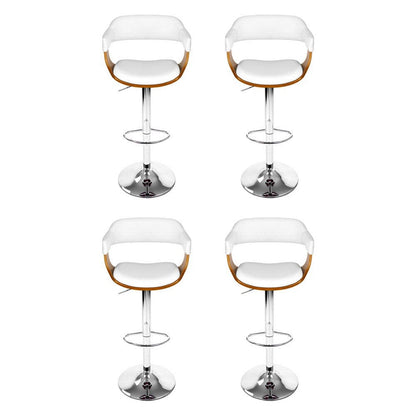 4x Artiss Bar Stools Gas Lift Leather with Armrest White