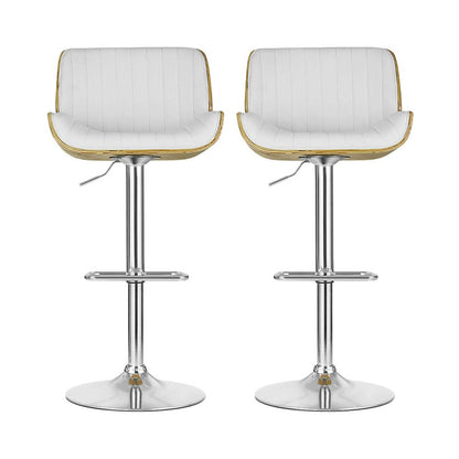 Artiss 2x Bar Stools Adjustable Leather Chairs