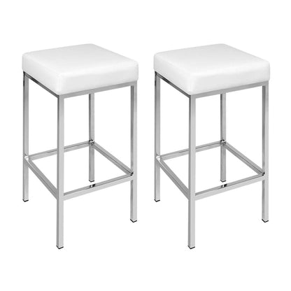 Artiss 4x Bar Stools Leather Padded Metal White