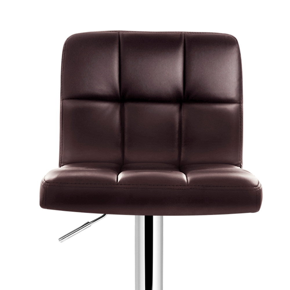 Artiss 2x Bar Stools Leather Gas Lift Brown