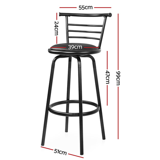 Artiss 2x Bar Stools Swivel Leather Padded Metal